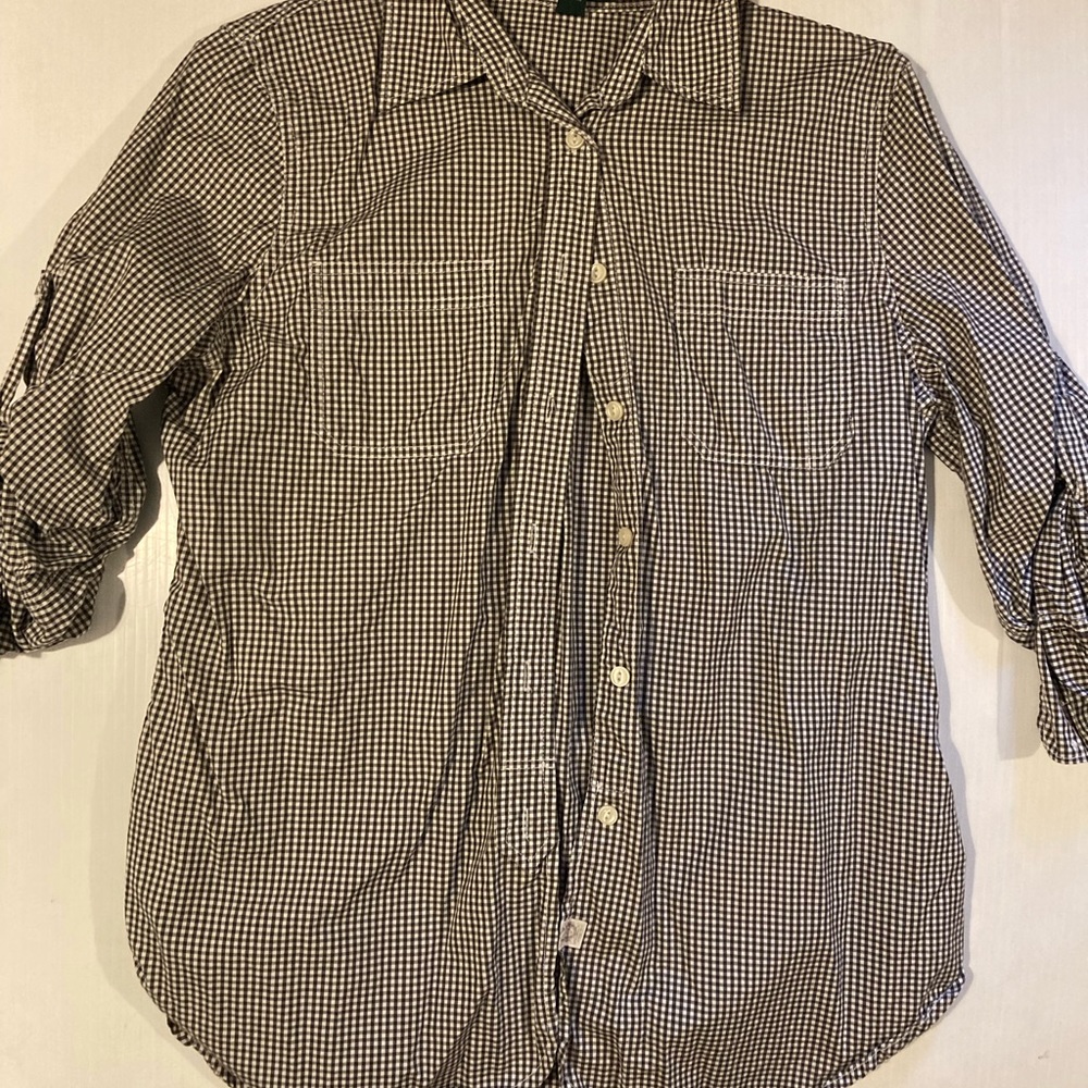 Lauren Ralph Lauren gray gingham blouse